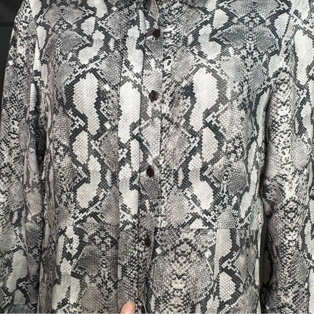 Zara Black and Gray Snake Print Long Sleeve Dress S - Picture 10 of 11